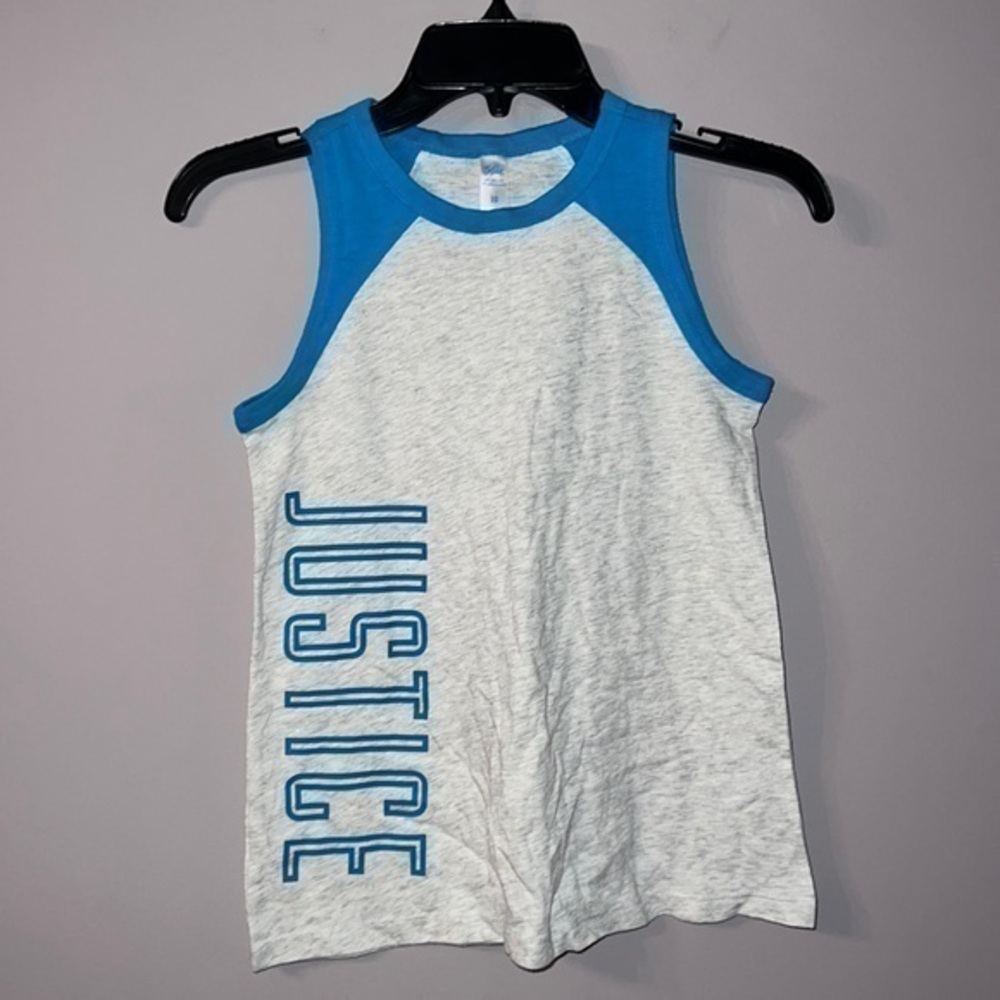 Justice blue and light gray tank top kid size 10